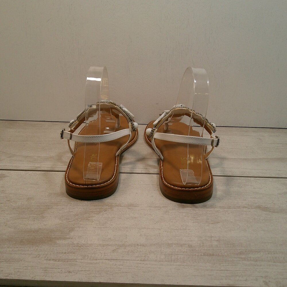 Chico's T-Strap White with Gray Beaded T-Strap Boho Sandals Size 8M - Picture 3 of 9